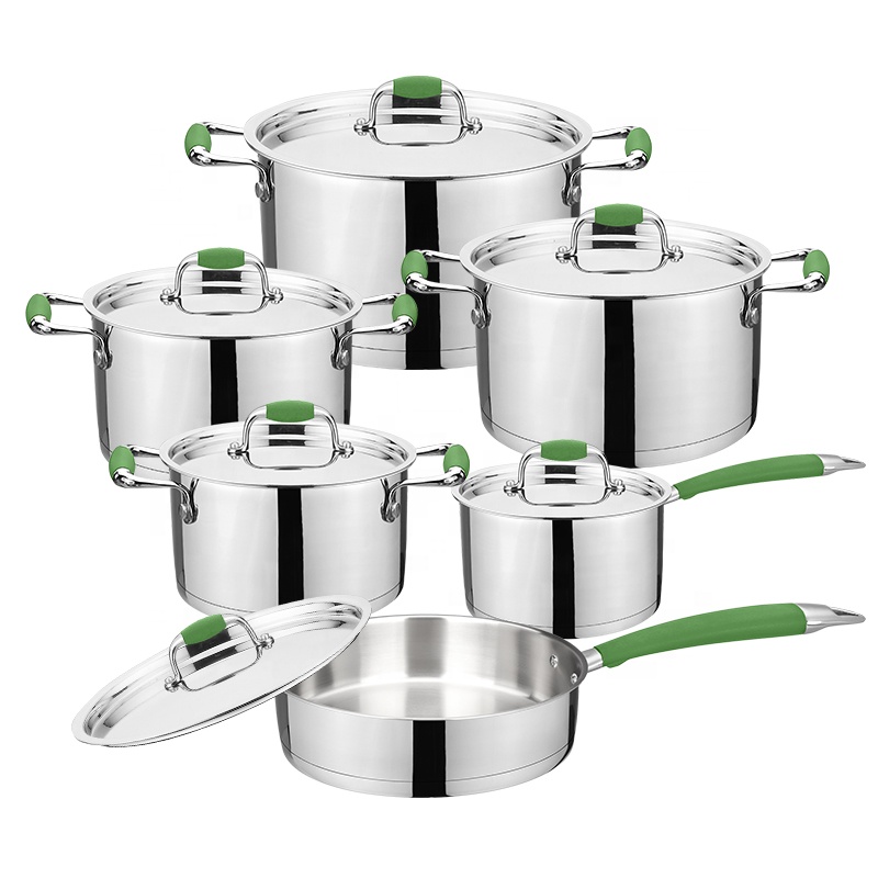 Wholesale Customization 12 Pcs Cooking pots And Pans Stainless Steel Cookware Set