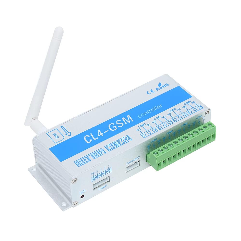 SMS GSM сигнализация APP 4-Канальный Релейный переключатель контроллер CL4-GSM для открытия двери открывалка поддержки температуры и влажности питание монитора не сигнализации