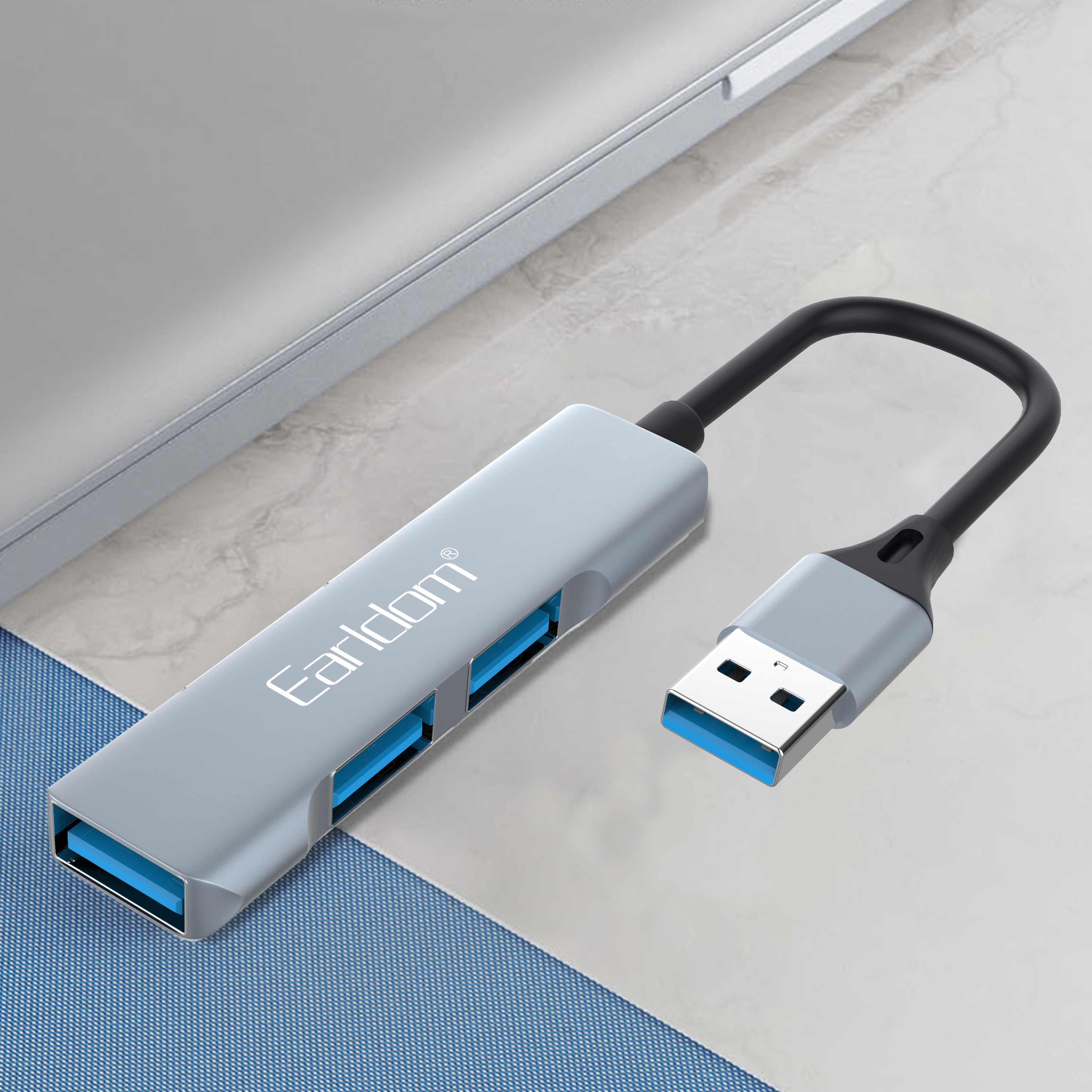 Earldom 3-портовое usb-зарядное устройство 3,0 концентратор ультра-тонкий данных USB разветвитель зарядка поддерживаемых совместим с MacBook, ноутбук, Surface Pro, PS4, ПК