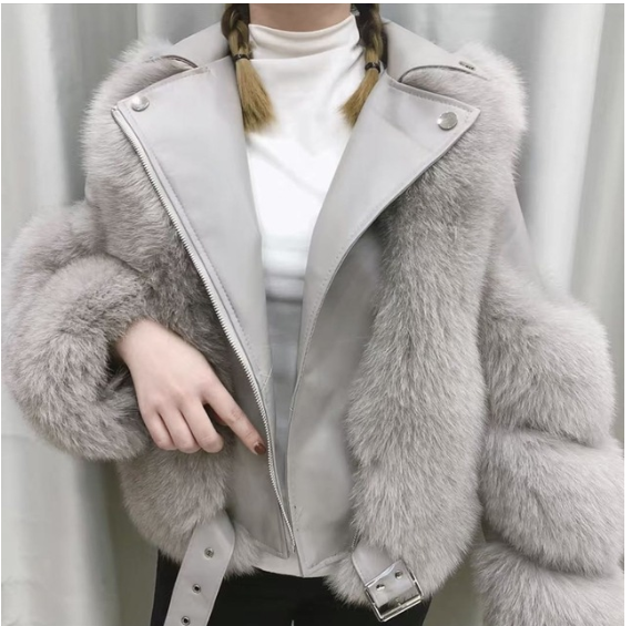 Fashion real real sheepskin fur coat wholesale real fox fur jacket vest luxury women coat winter new 2021