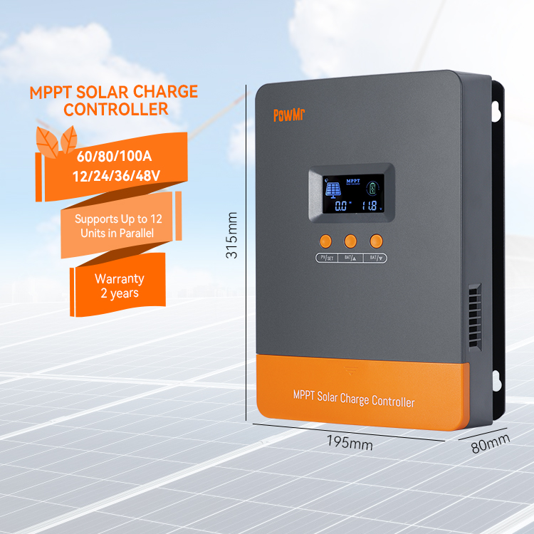 PowMr New Smart 60A 80A 100A Solar Charge Controller 12/24/36/48V MPPT High Efficiency Solar Charge Controller