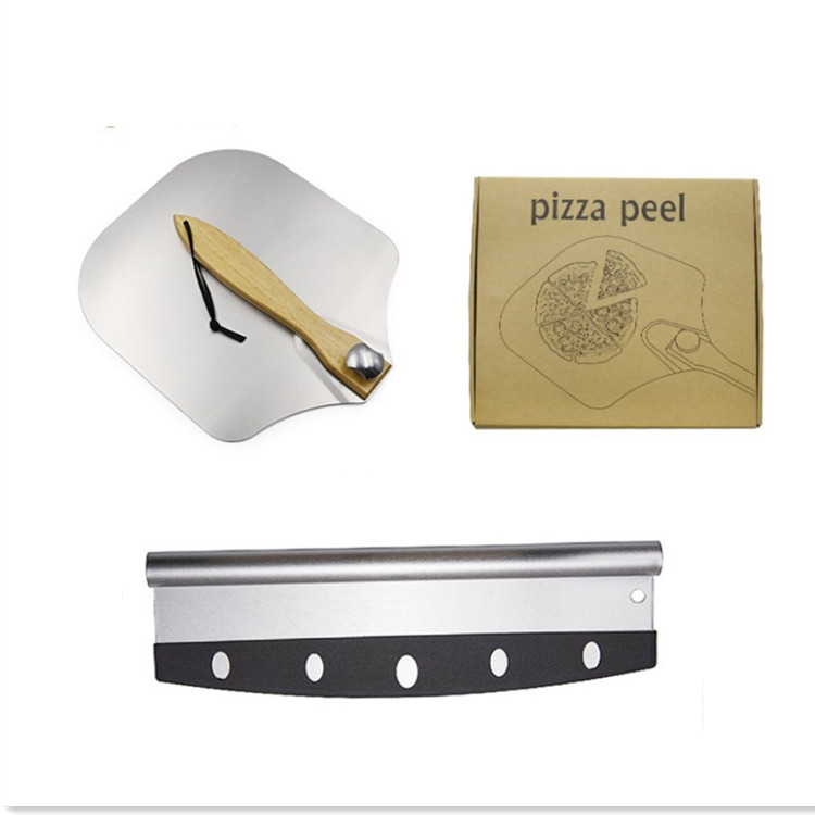 Bakeware Aluminum Pizza Peel Shovel Foldable 14''  pala de Pizza Baking Tool stainless steel pizza cutter set
