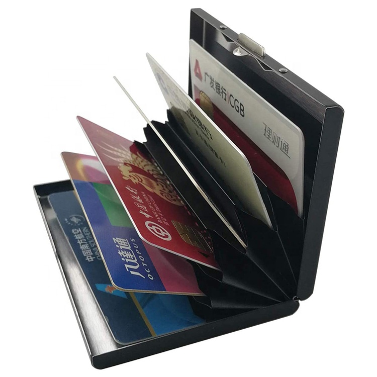 Ультратонкий алюминиевый металлический кошелек с RFID-блокировкой и передним карманом для маленьких визиток и банковских карт