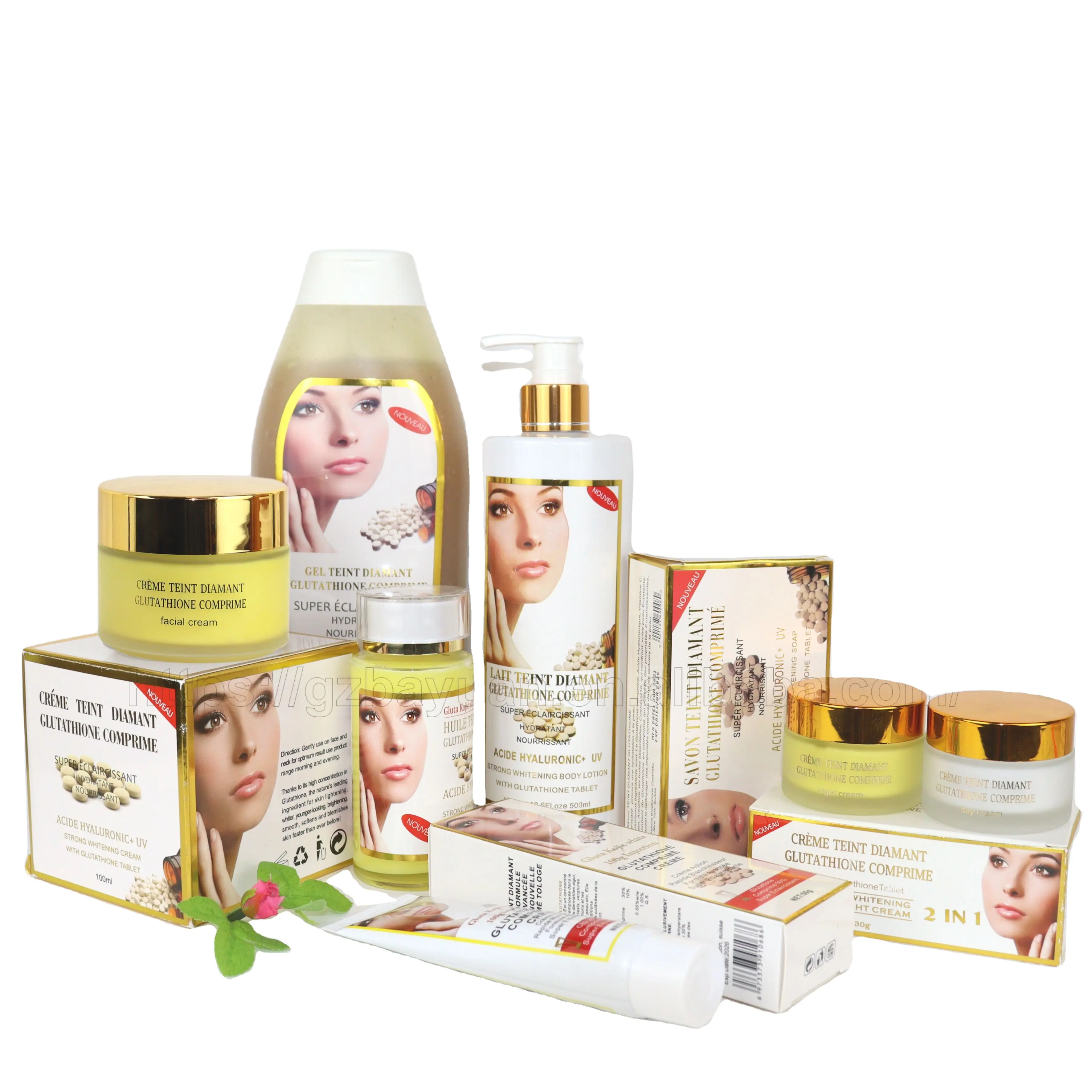 Guangzhou Skin Care Hight Quality Organic Glutathione Facial Cream Kits Anti Aging Body Bayuan Whitening Product SkinCare Set