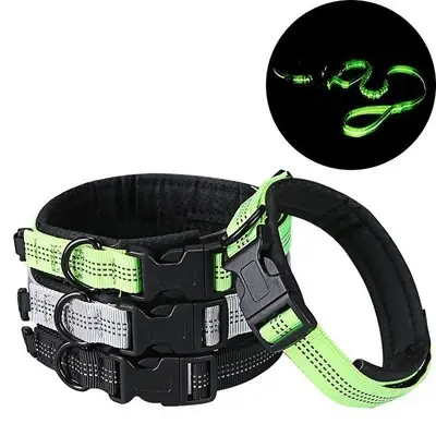 Training Quick Release Heavy Duty Black Reflective Nylon Matching Dog Collar And Leash