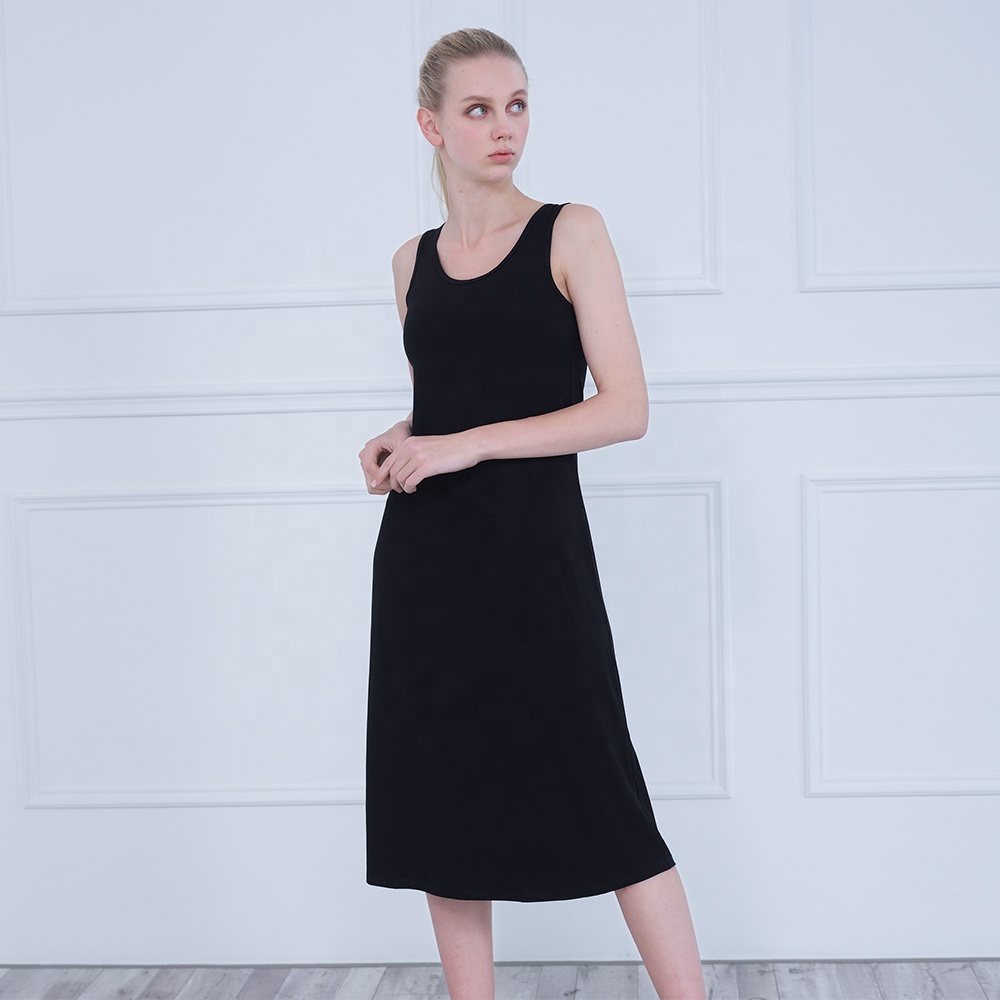 Women's summer dress long version of the Korean version sleeveless vest skirt round neck one-step skirt black skirt