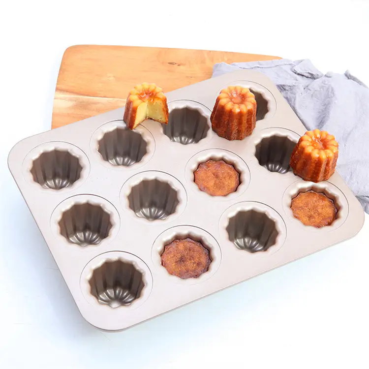 CHEFMADE Bakeware Oven Baking 12 Cavities Cup Non-stick Cannele Mould Molds Baking Pans for Cupcakes
