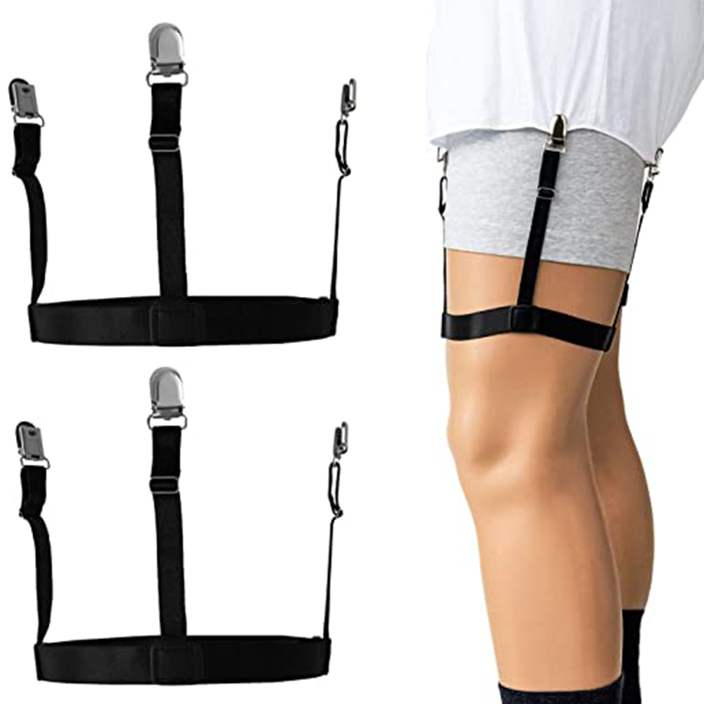 Men Shirt Stays Adjustable Elastic Shirt Garter Shirts Holder with Non-slip Locking Clamps for Office Police Military