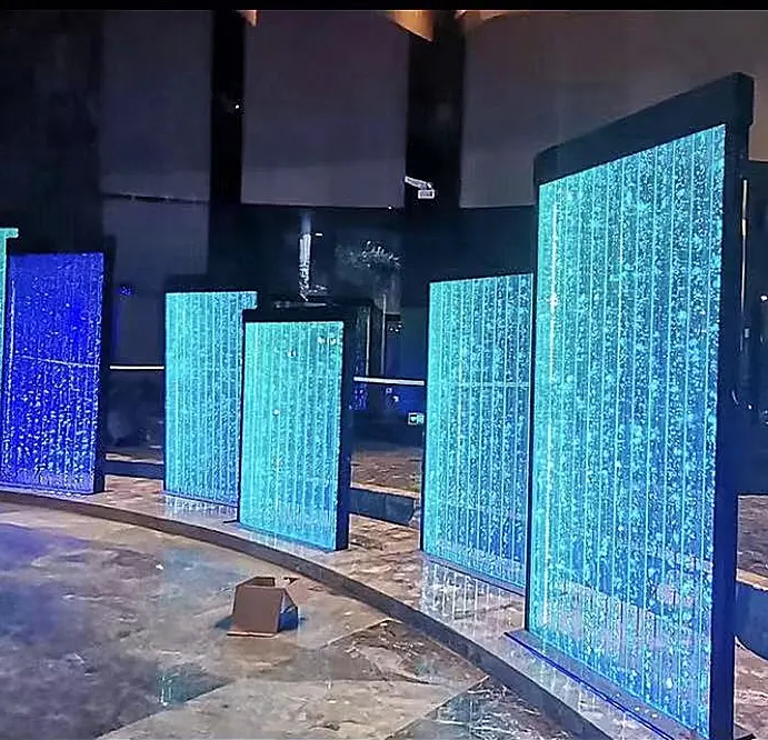 Factory direct sale interior LED dancing acrylic water fountain  bubble wall/panel display
