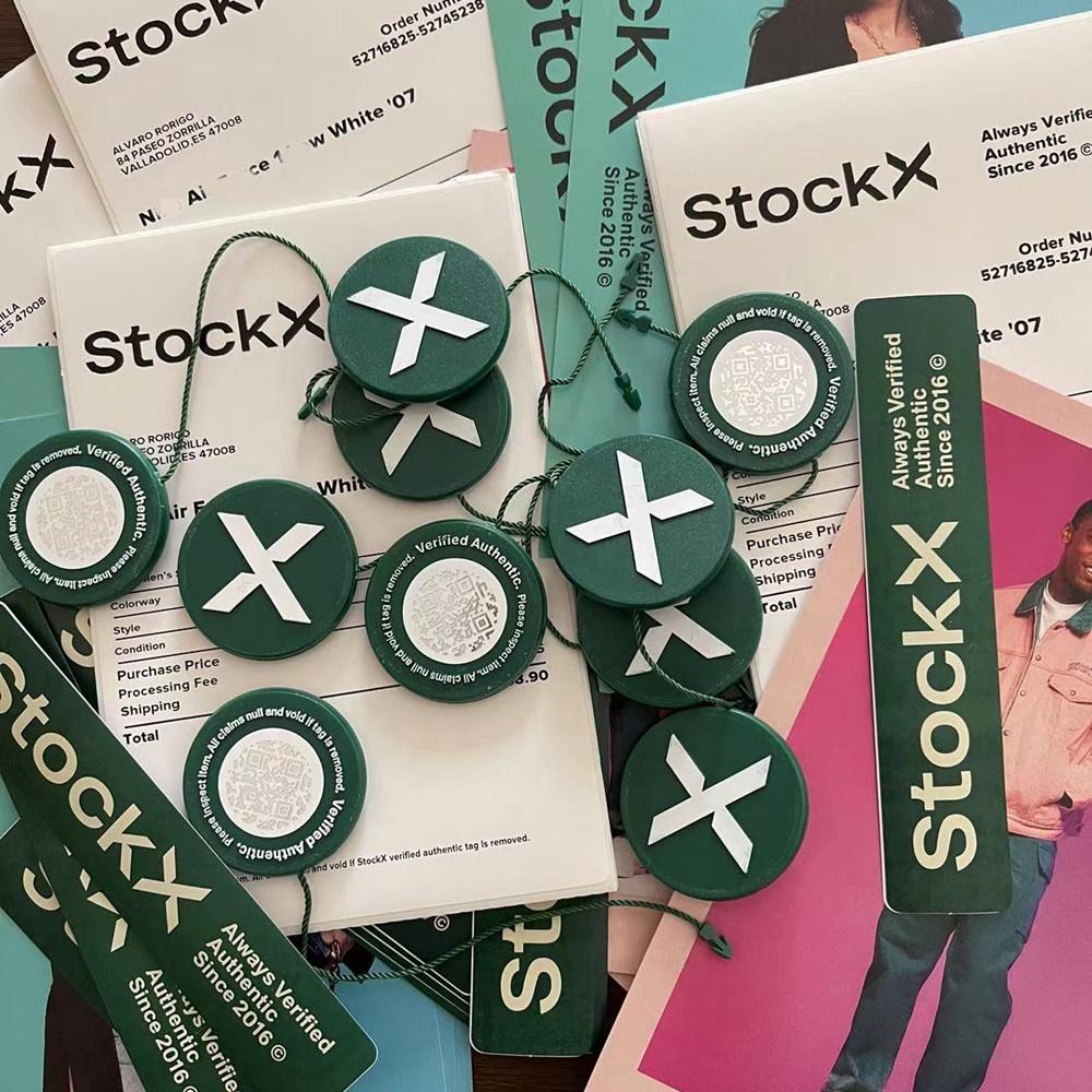 Пользовательские 2022 новые обновленные бирки StockX Зеленые Круглые бирки Rcode наклейки листовка пластиковая пряжка для обуви проверенные оригинальные бирки