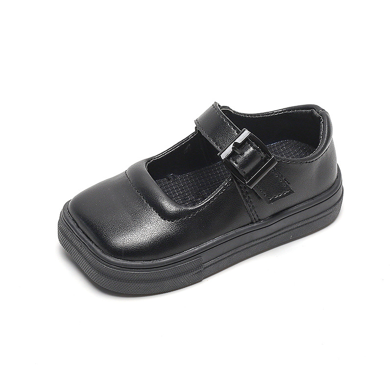 British style retro children's square toe leather shoes older kids' single-layer shoes autumn preppy style performance shoes