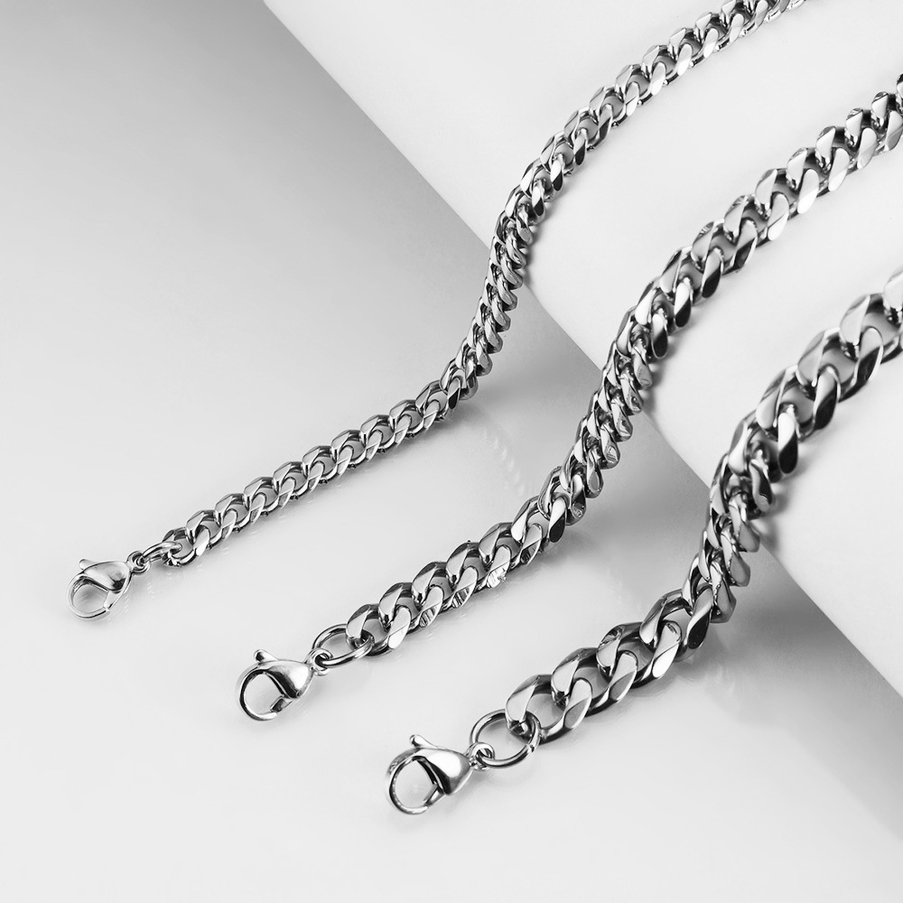 HipHop Rap trendy men's coarse necklace stainless steel Cuban large Necklace sweater chain