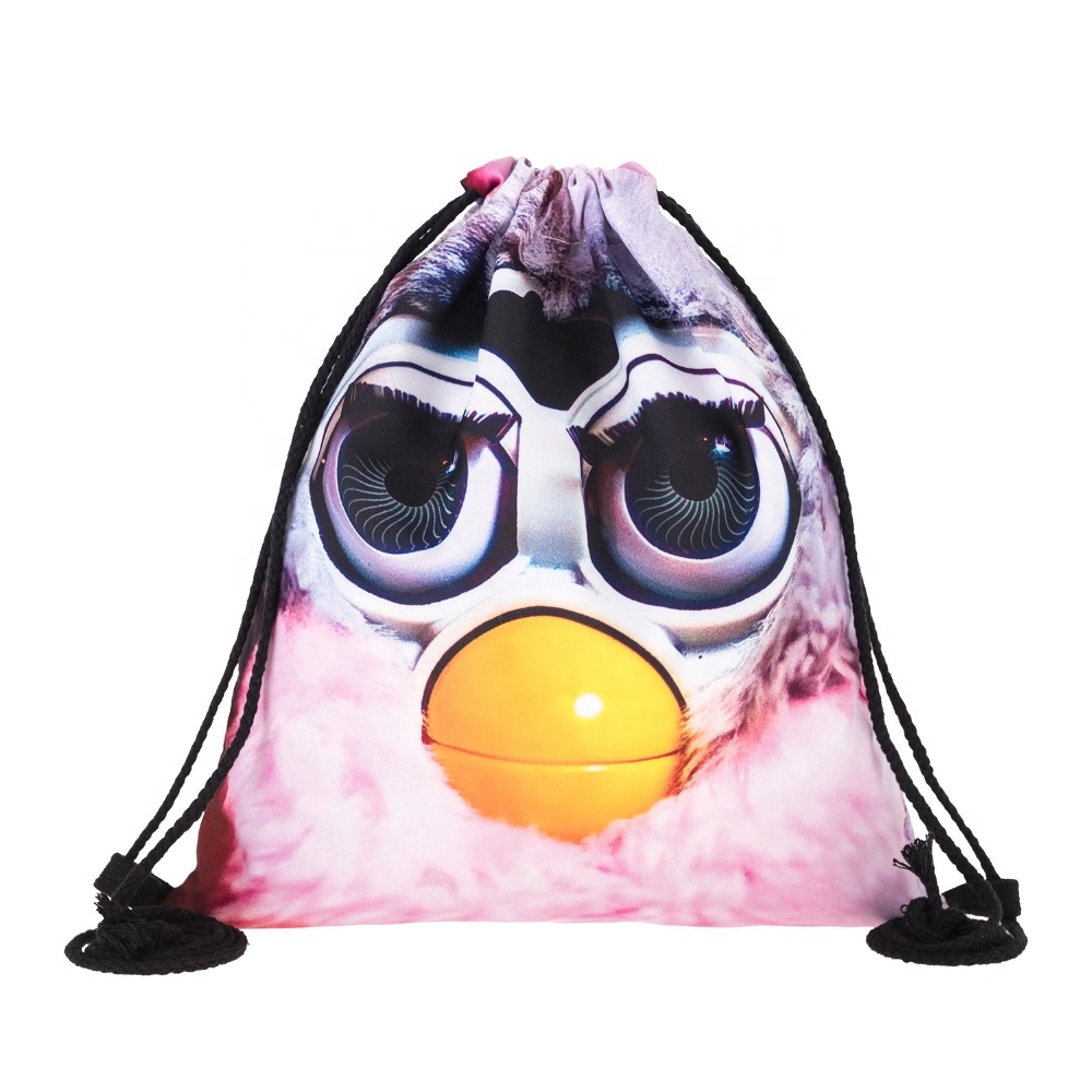 Хит продаж, экологически чистые сумки Furby с принтом, сумки на шнурке под заказ