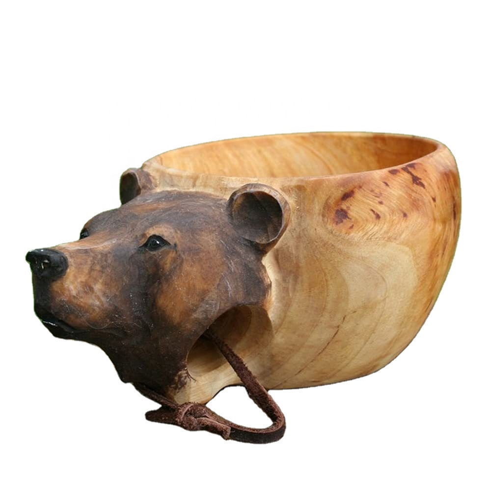 IRONDONKEY Outdoor Wooden Cup Can Be Printed With LOGO Coffee Tourism Climbing Solid Wood Animal Water Cup