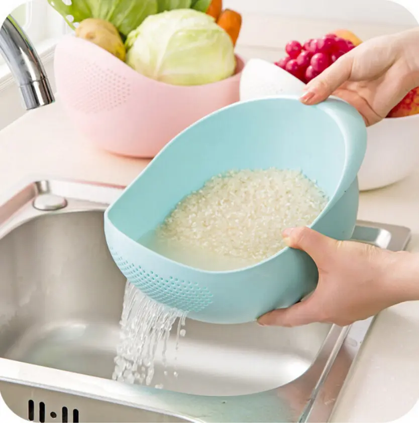 Rice Beans Sieve Food Grade Plastic Colander Washing Filter Strainer Basket Fruit Cleaning Drainer Kitchen Tools