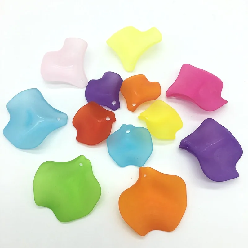 500g/bag Jewelry accessories 25mm mixed colors lucite flower matte acrylic rose petals shape beads