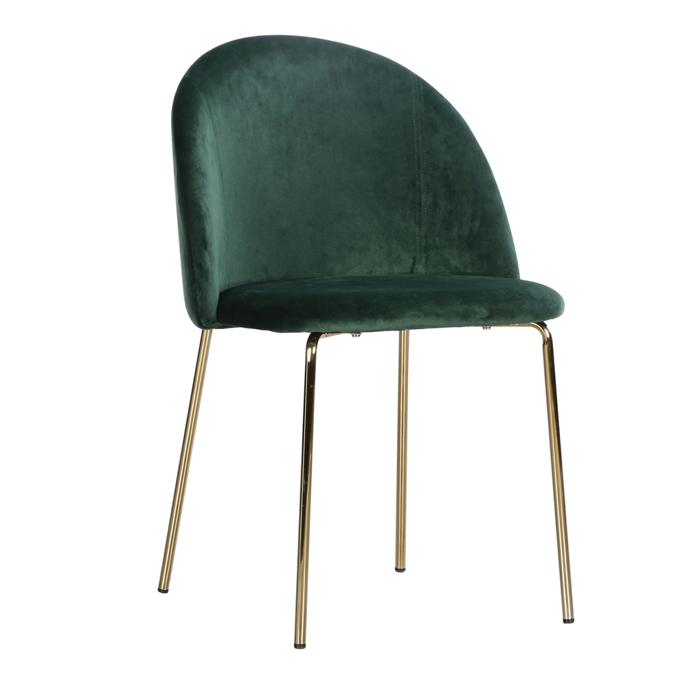 Luxury design restaurant modern fabric dinning green dining velvet chairs With Golden Legs