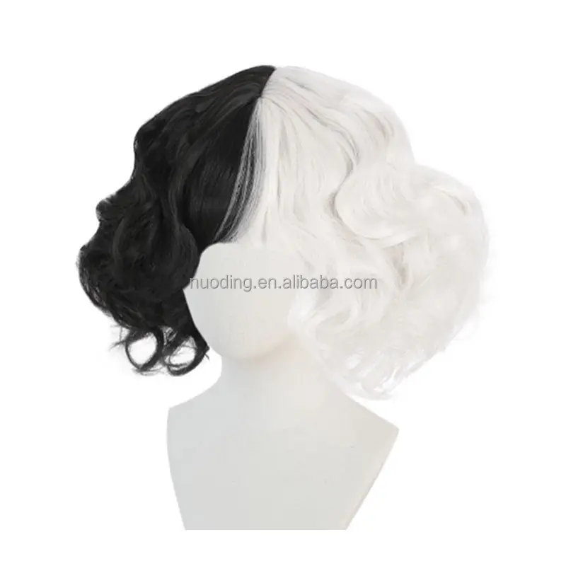 Cosplay Movie Actress Cruella Deville Party Wig Good Quantity and simulated scalp