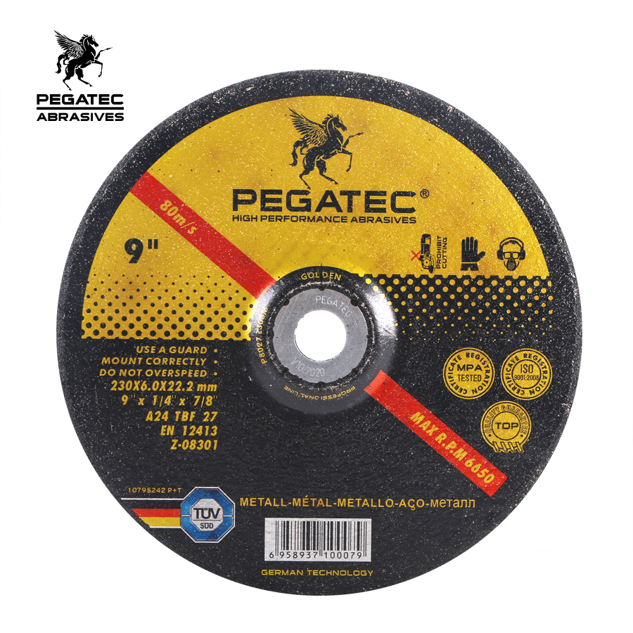 Pegatec 230X6x22.2mm 9 дюймов нажмите шлифовальный диск для металла/нержавеющая сталь