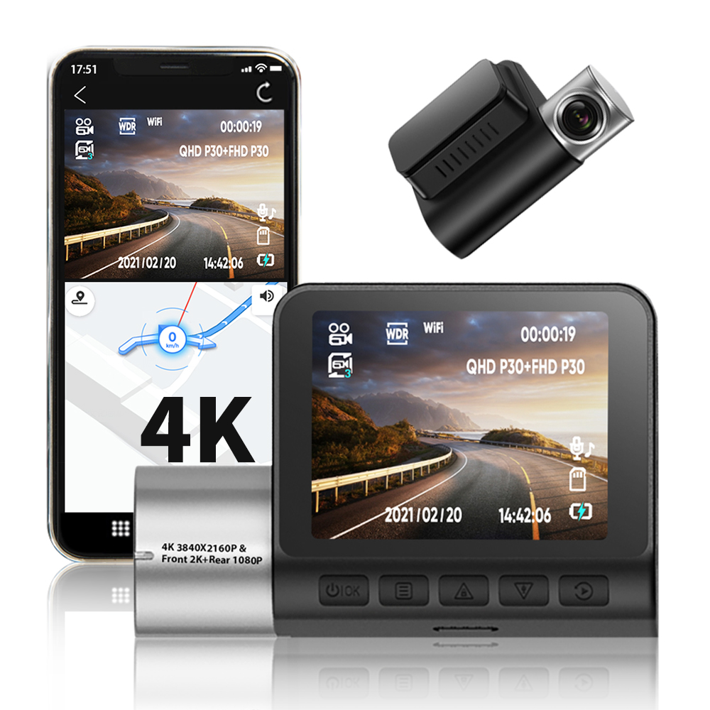 4K Dash Cam» и встроенным модулем Wi-Fi камера приборной панели автомобиля рекордер UHD 2160P 170 широкоугольный объектив WDR (широкий динамический диапазон ночного видения с помощью приложения на телефоне, быстрая камера для грузовых автомобилей