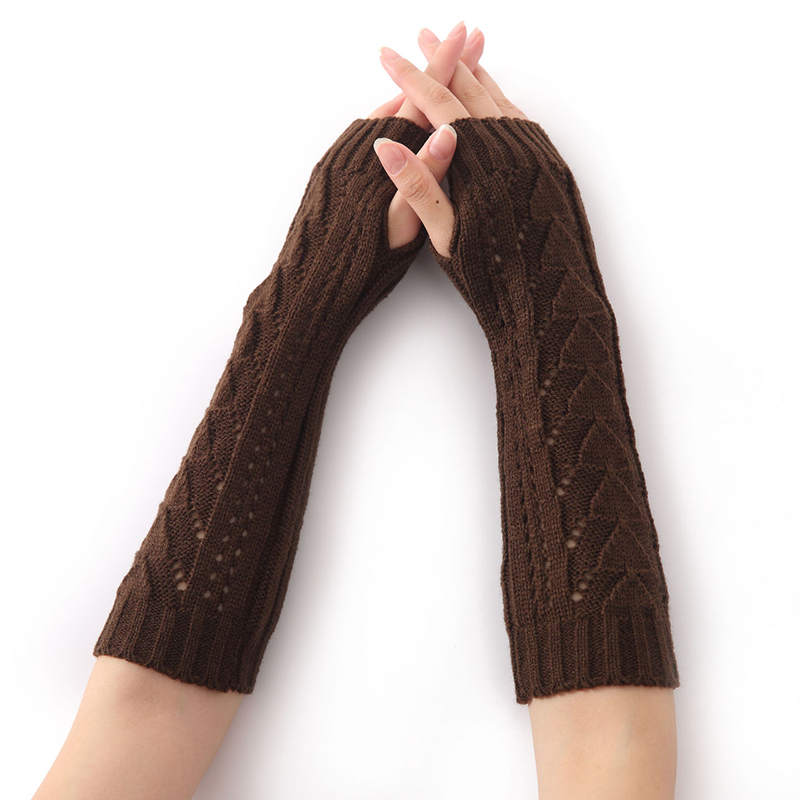 Winter Warm Fingerless Knitted Gloves For Women Gloves Stretch Half Finger Arm Crochet Knitting Mitten