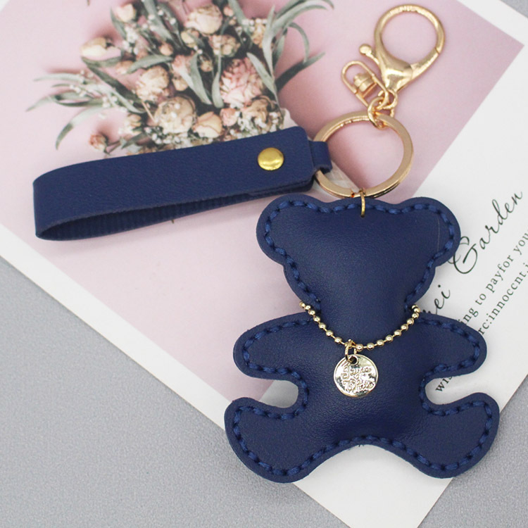 New Design Chaveiro Pompom Luxury PU Leather Keychain Accessories for Girls Gift