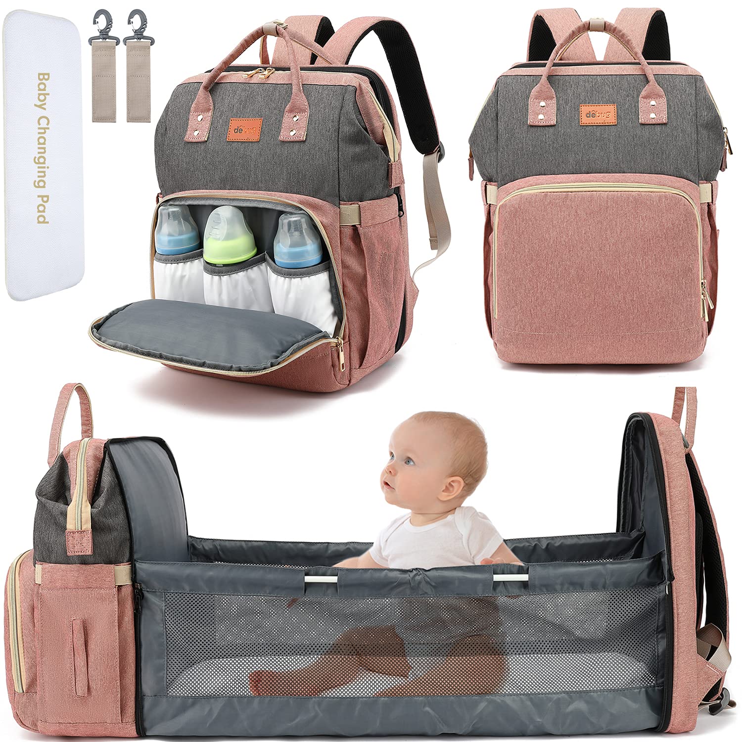 Multi functional Custom Travel Mom Baby Diaper Bag Large Capacity Backpack Bags