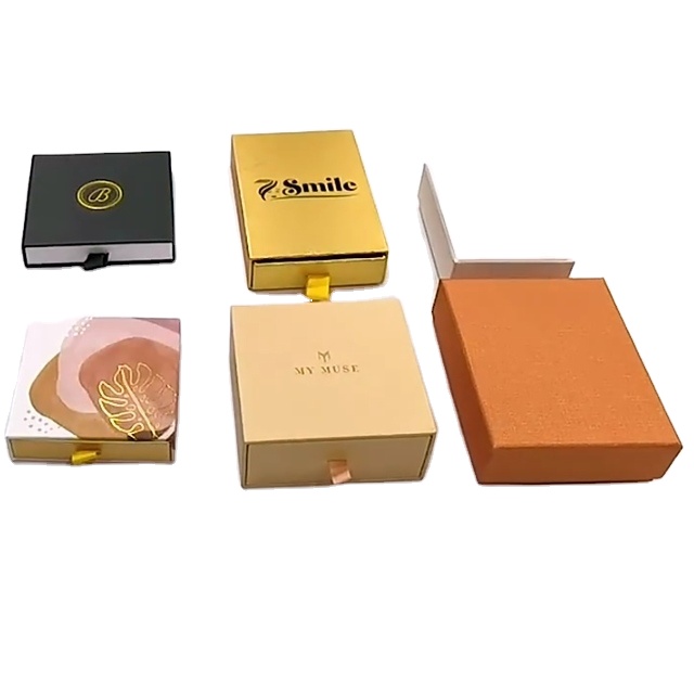 Luxury Wholesale Wedding Custom Necklace Bracelet Slide Cardboard Small laser Sliding Earring Drawer Paper Jewelry Packaging Box