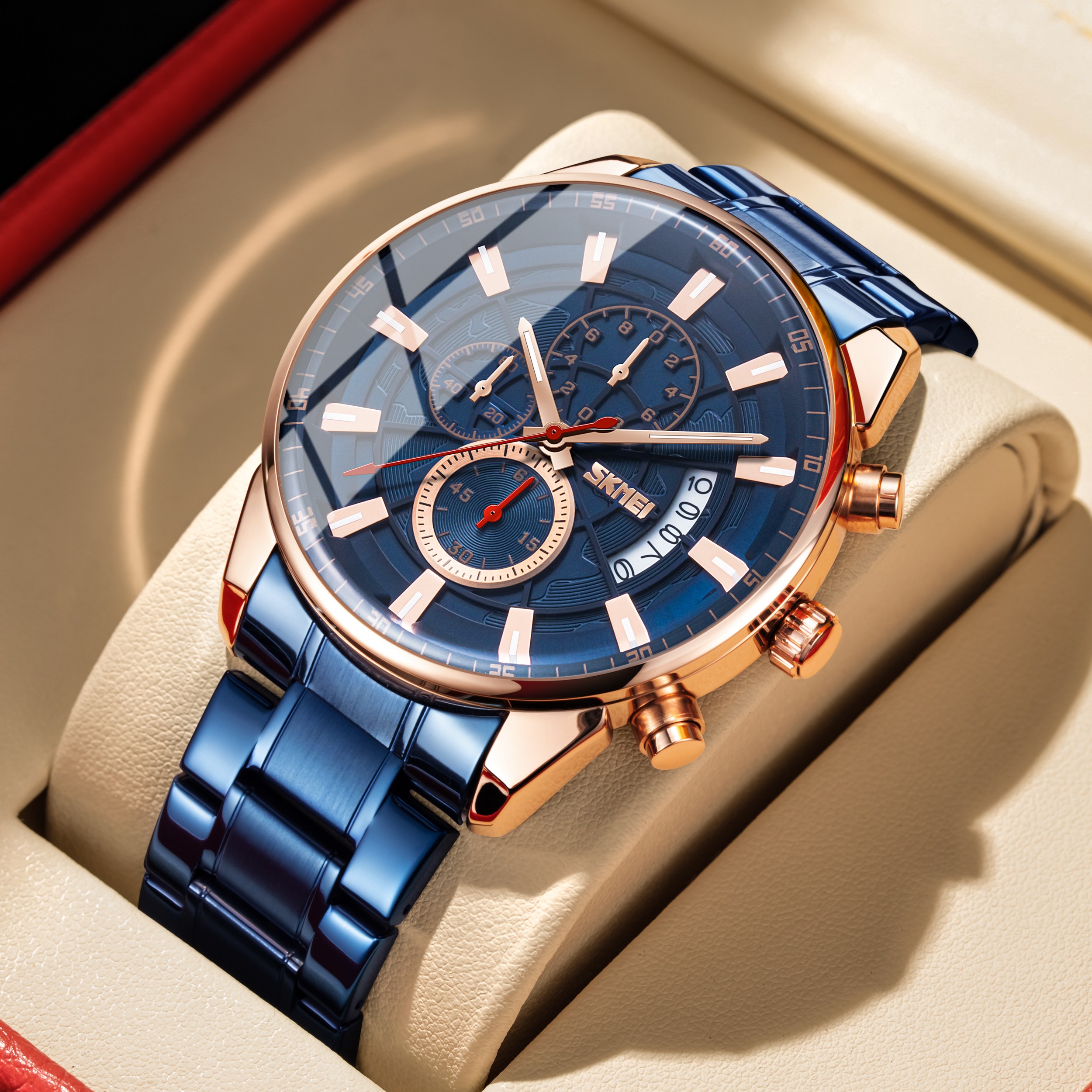 Часы Reloj Hombre 9285 мужские наручные кварцевые, деловые Роскошные водонепроницаемые из нержавеющей стали