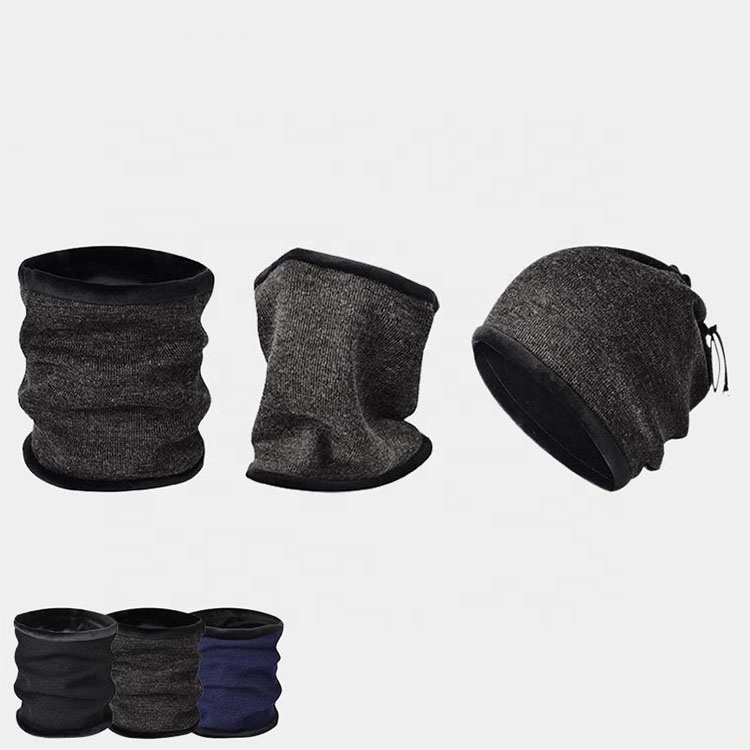 Wholesale wool acrylic blend multifunction windproof warm lining neck warmer winter neck scarf men snood scarves