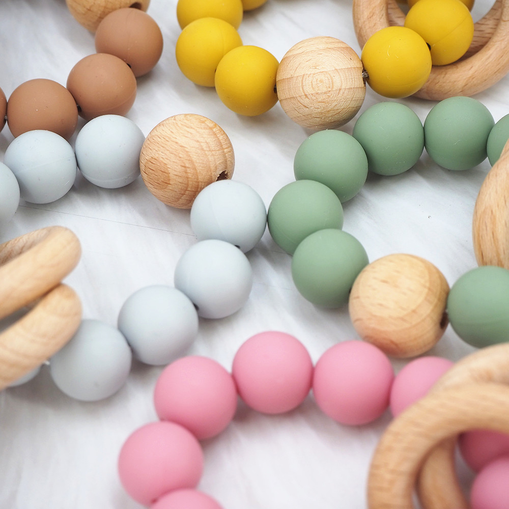 Custom Made Natural Wooden Baby Bangle Teether Toys And Develop Sensory Skills Baby Teether Ring Wooden Teething