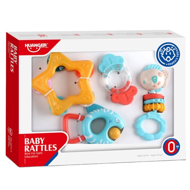 Rattle Set Teether Toys 0-3 Years Gift Bed Bell Soothing Toy Cylinder Baby Rattles And Teethers