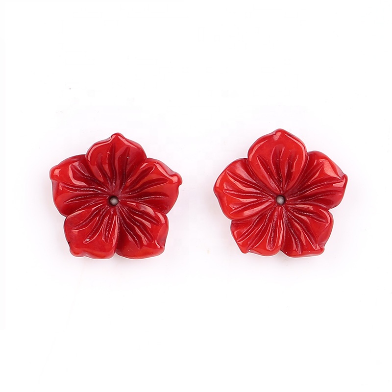 Dyed Red Coral Gemstone Flower Beads Red Coral Beads
