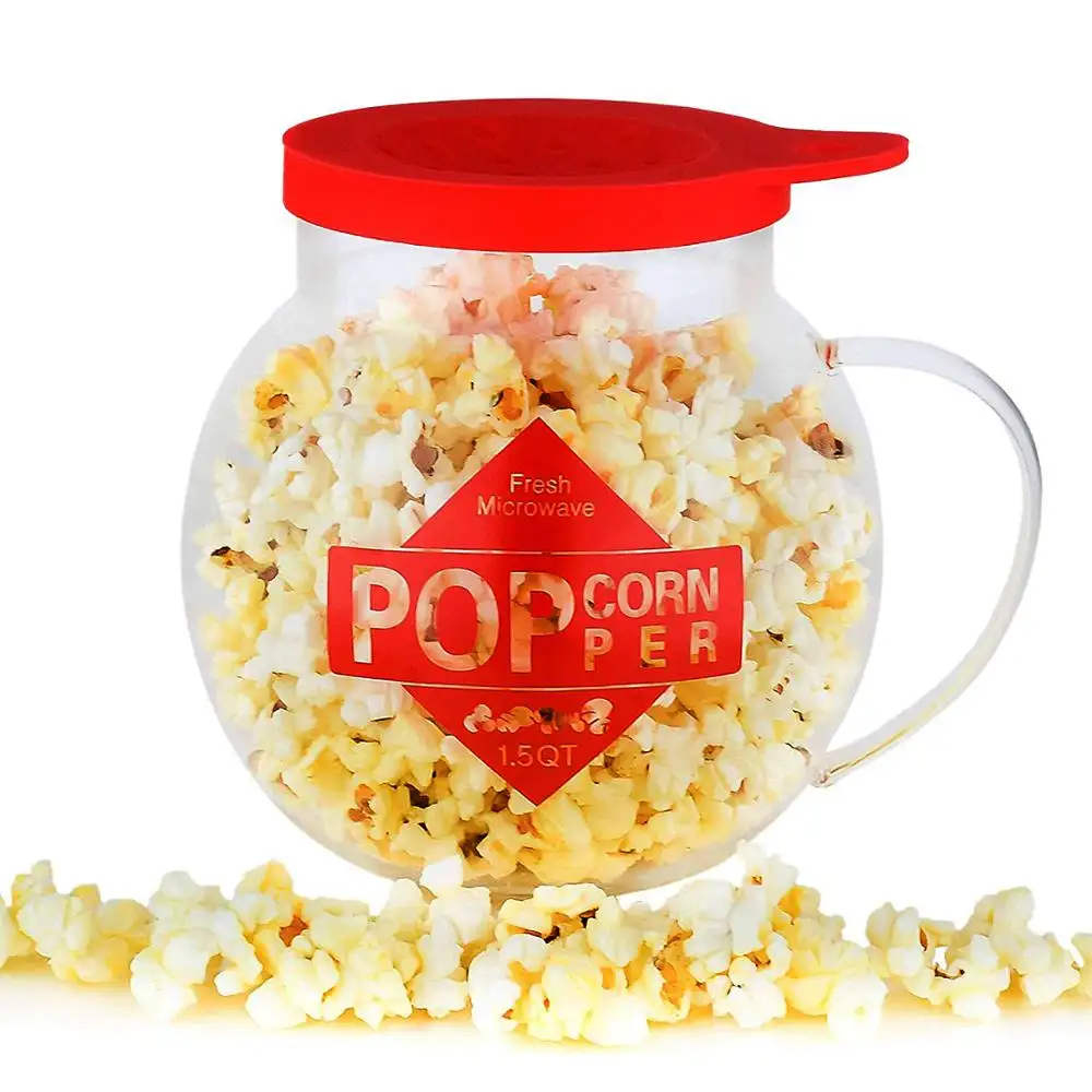 2021 year New OEM ODM Glass Micro-Pop Popcorn Popper Glass Microwave Popcorn Maker with Dual Function Lid