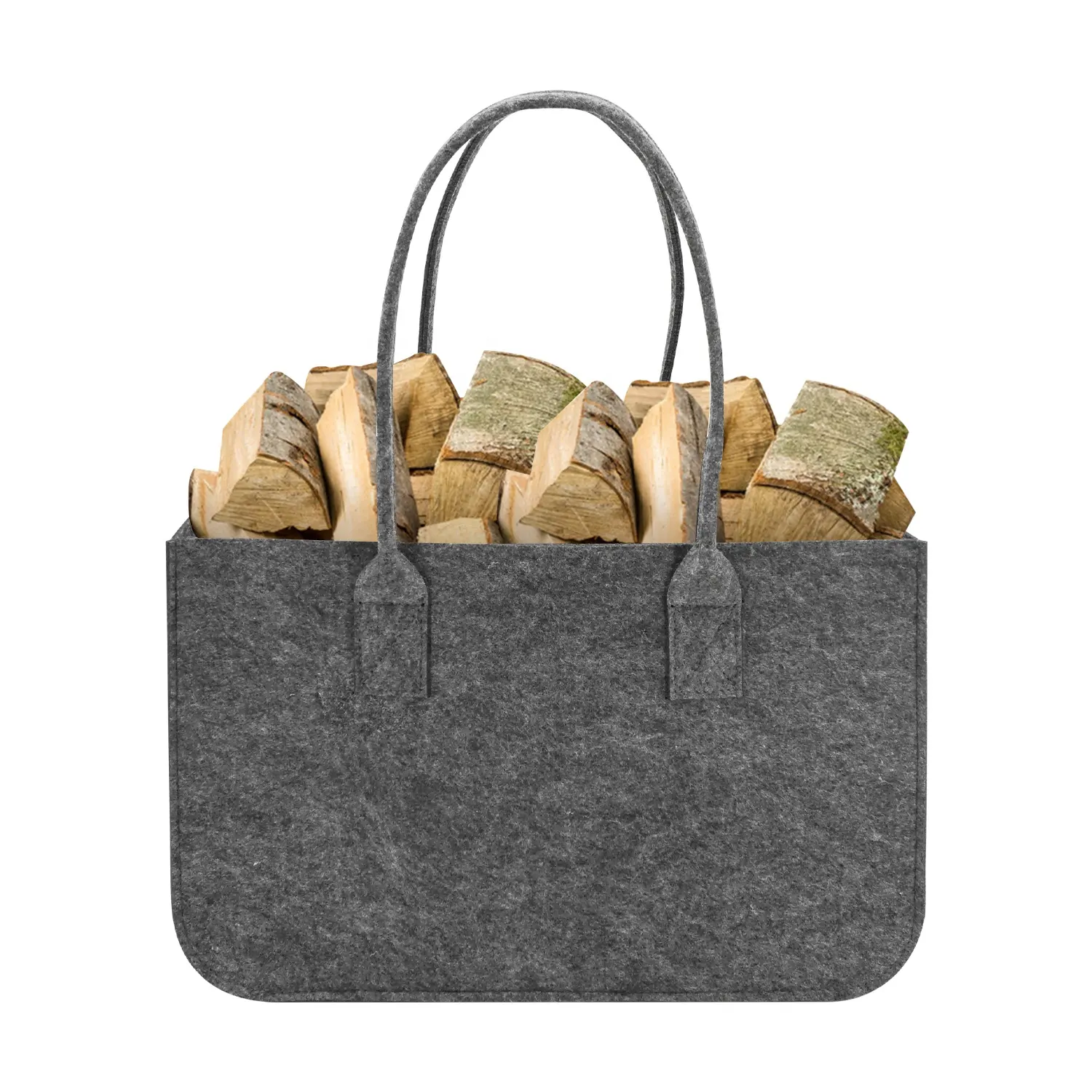 Factory price OEM best selling tote shopping bag durable polyester felt firewood storage basket