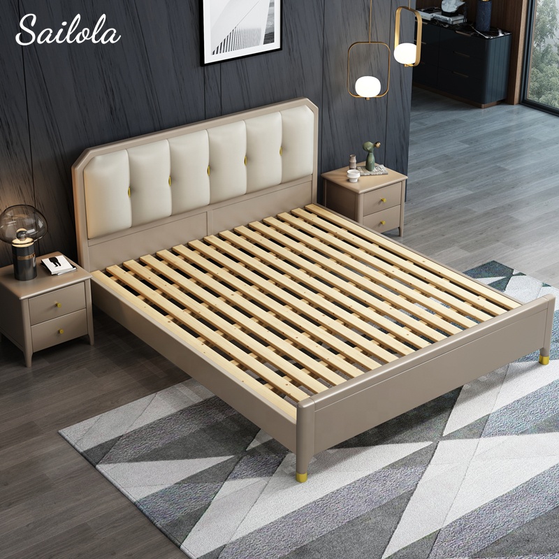 Upholstered Hot Sale Bedroom Set Furniture Soft Leather Luxury Bed Double Beds