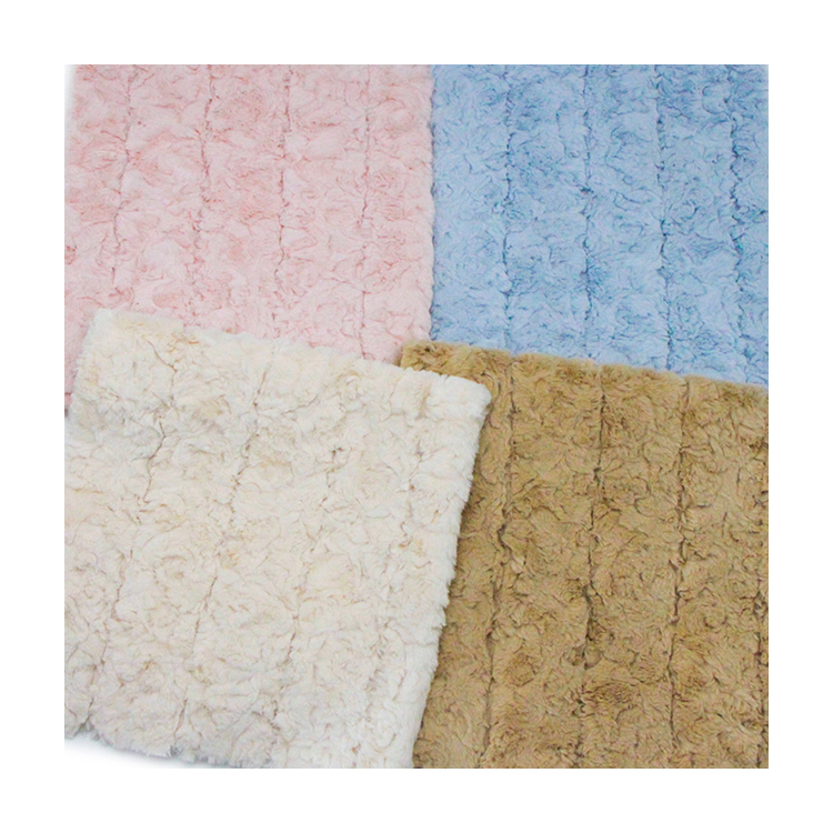 Hollow Out Brushed Faux Fur Fleece Fabric for Garment Home Textile Ultra Soft Four Colors