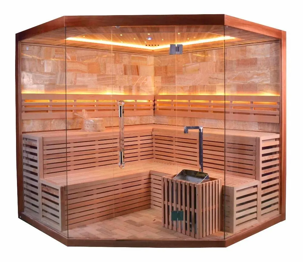 Luxury Traditional 5-6 person himalayan salt dry sauna commercial