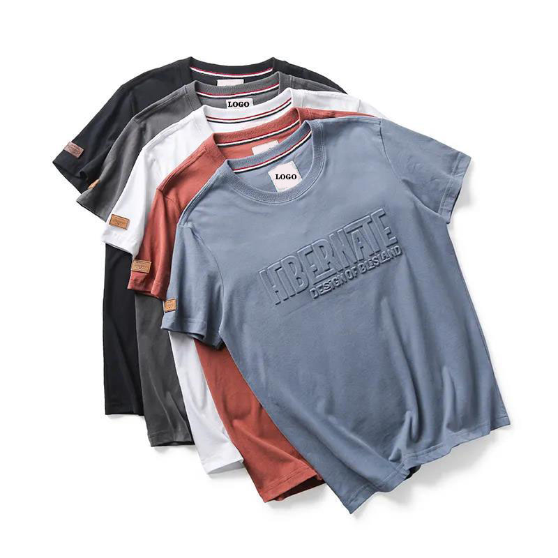 Custom Letter Embossed t shirt 3d print shirt Soft cotton t shirt men