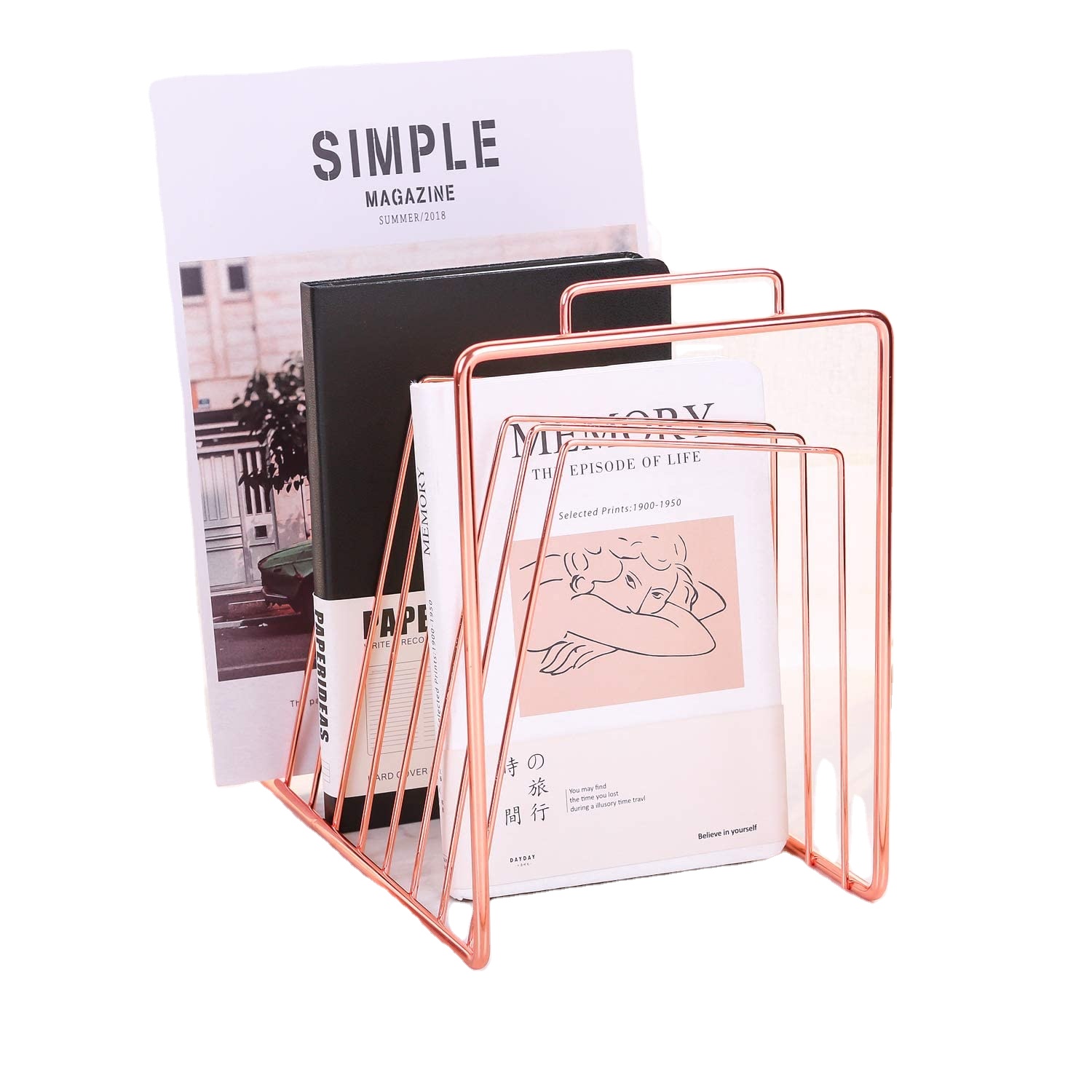 Magazine Holder Rack 2 Tier File Sorter Organizer with 8 Sections Wire Desk Magazine Storage Basket for Mails