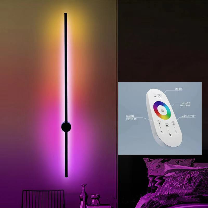 Настенный светильник RGB с дистанционным управлением, современный минимализм в скандинавском стиле, фоновая настенная лампа для гостиной, спальни, прикроватный светодиодный светильник