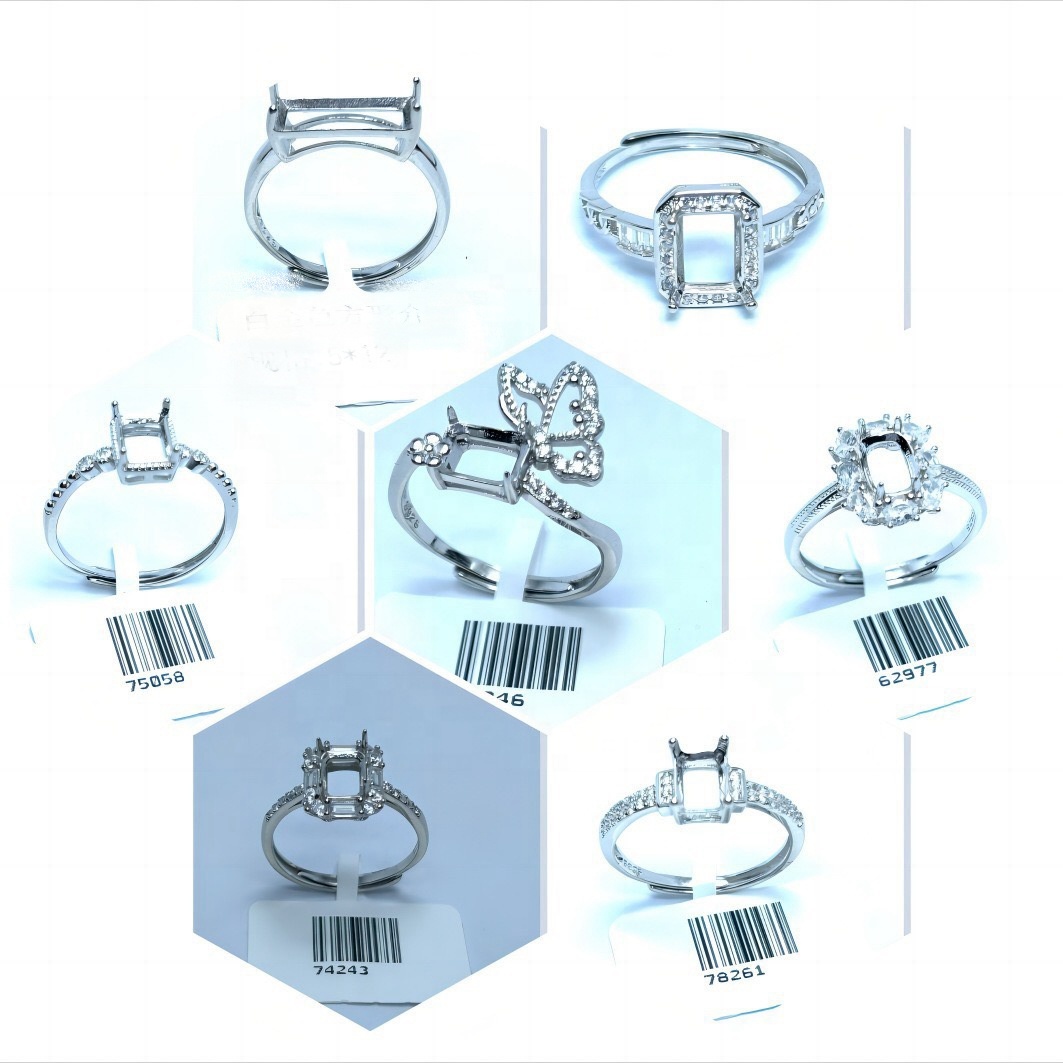 Sterling Silver Rings 5*7mm Empty Support Blank Claw Setting S925 Base Holder Without Stone DIY Gemstone Rings