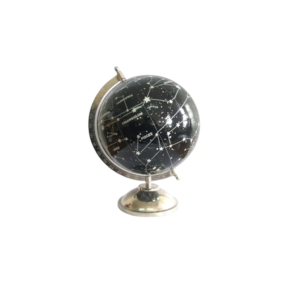 Black Globe with Silver Foil Globe with metal stand