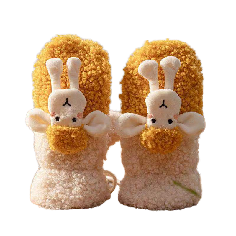New lamb wool gloves Cartoon lamb neck cotton bag full finger gloves plus velvet thickened student gloves