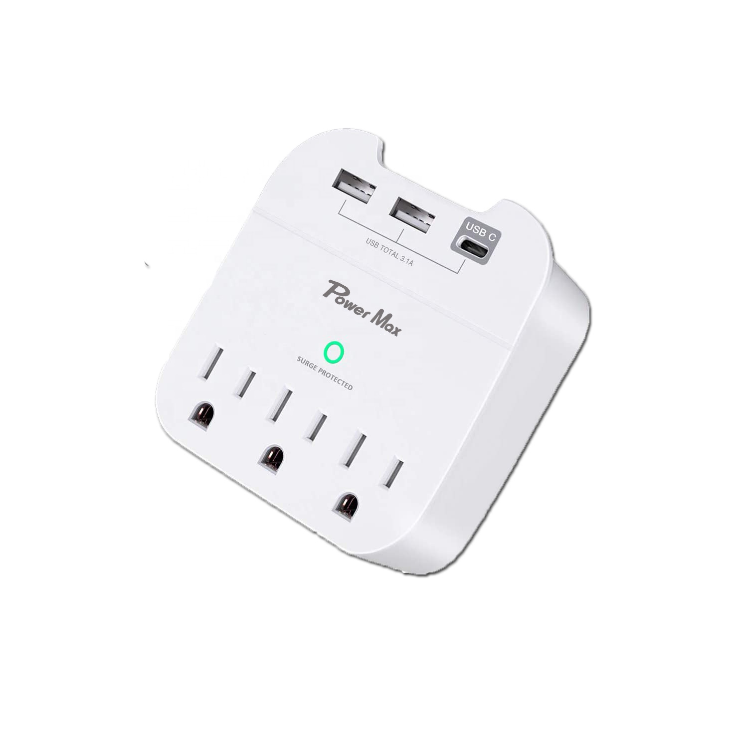 Japan USA CA Surge Protector, USB Wall Charger, Multi Plug Outlets Extender with 3 USB Charging Ports 5V/3.1A