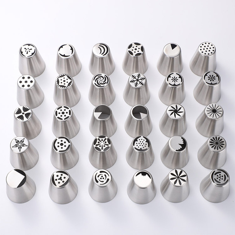 Factory Durable Stainless Steel Piping Tips Set for Cake Decorating Different Shapes Cake Nozzles