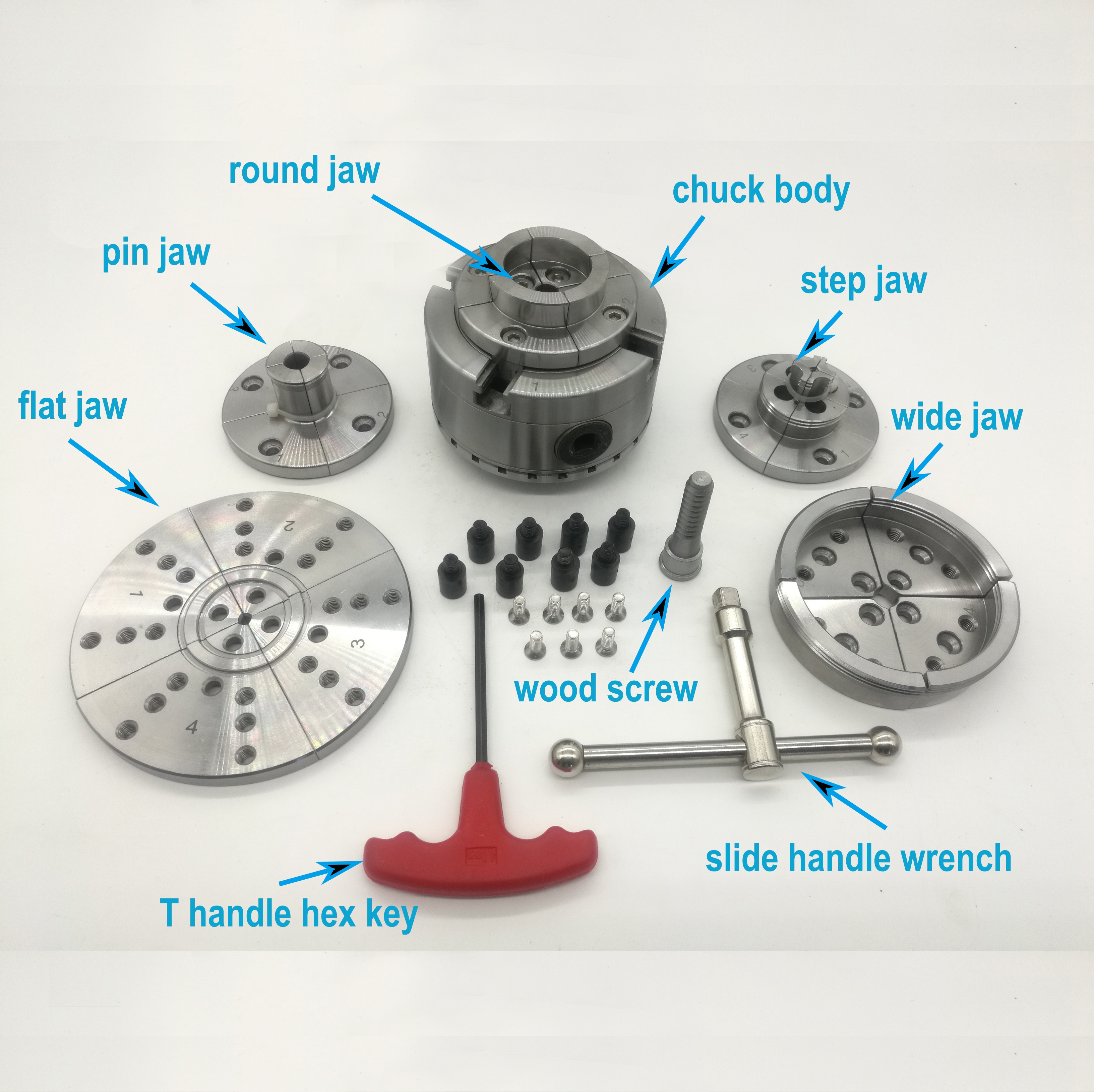 4 Jaw Manual Scroll Lathe Chuck Set wood turning lathe chuck 3.75 inch