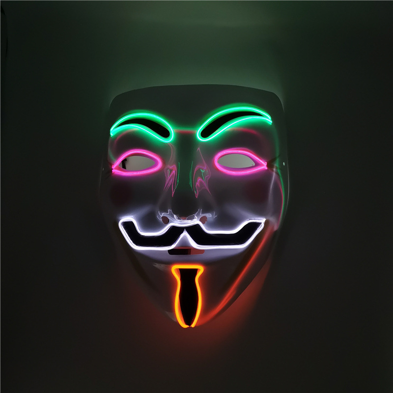 Halloween Party Masks Ugly Character Kill Horror LED Face Mask Ghost Face EL Four-color Atmosphere Props Cross-bor