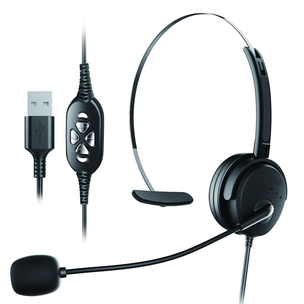 Monaural USB headst with noise cancelling microphone and usb connector