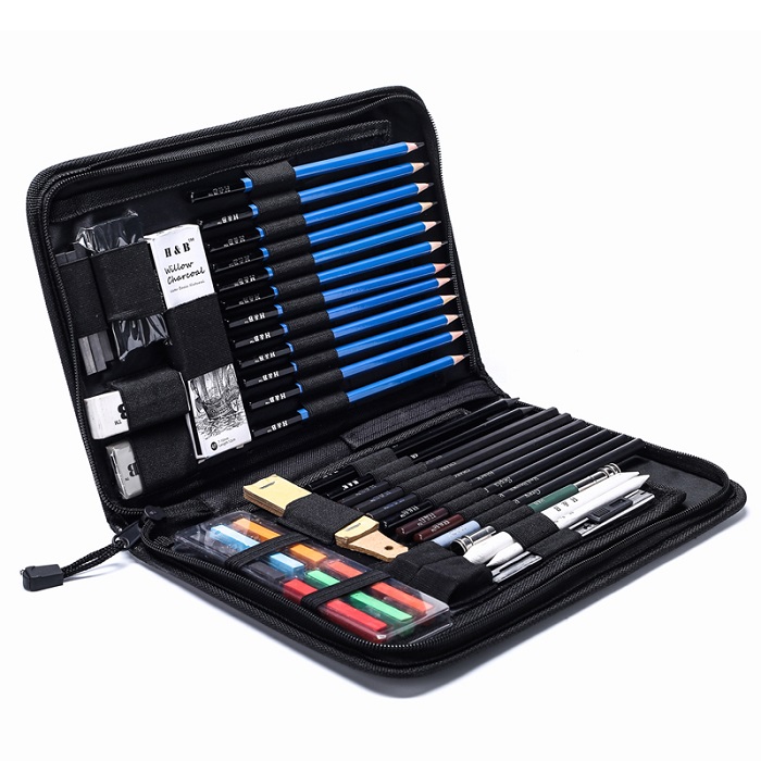 OEM Art 48pcs Professional Sketching And Drawing Pencil Set In Nylon Case For Sketch And Draw With Drawing Tool